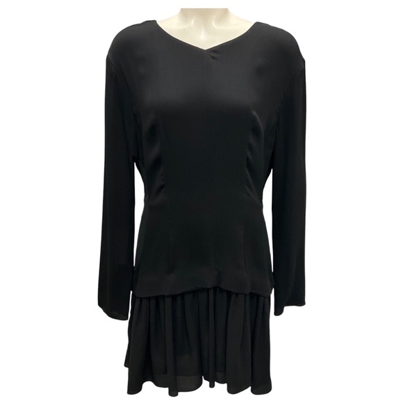 TOVE BLACK IRIS SILK CREPON AND GEORGETTE MINI DRESS - Picture 1 of 6